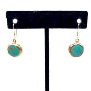 Turquoise 925 Sterling Silver Round Dangle Earrings